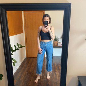 Just Black Denim Wide Leg Cut-off Jeans